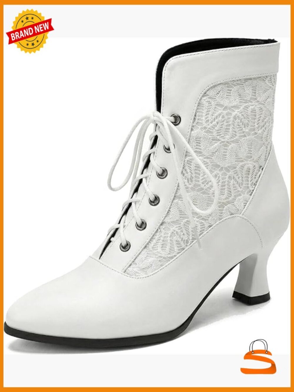 Victorian Lace-Up Ankle Boots Kitten Heel Steampunk Costume Booties